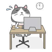 学習机処分方法を検索するネコのイラスト